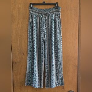 Kingston Grey Blue Patterned Wide Leg Pants